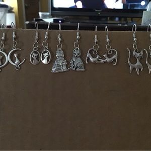 CAT Charm fishhook earwire earrings, w/silver metal $12 each  ...  ce4